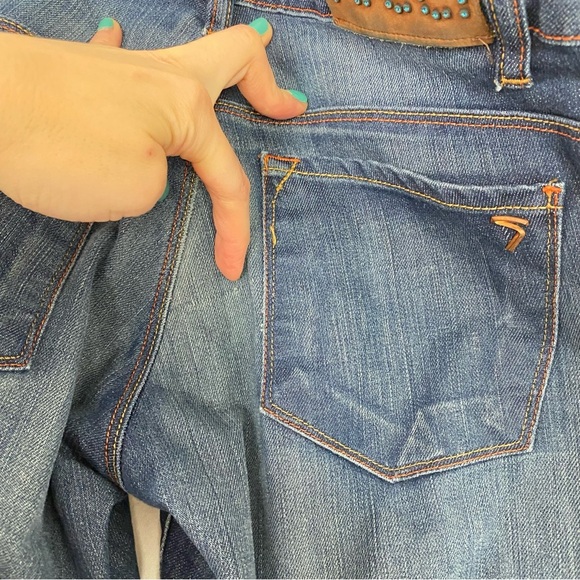 Tucci Slim Straight Jeans Womens Size 28 Tall Mid Low Rise Distressed Blue Denim - Picture 14 of 14
